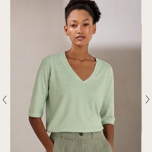 Poetry V-Neck Hemp & Organic Cotton Tee Shirt Sz 18 in Soft Mint